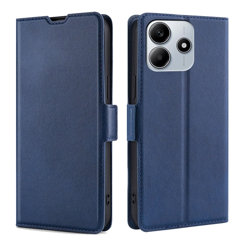 

For Redmi Note 14 5G Ultra-thin Voltage Side Buckle Horizontal Flip Leather Phone Case(Blue)