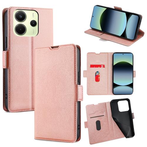

For Redmi Note 14 4G 163.25mm Ultra-thin Voltage Side Buckle Horizontal Flip Leather Phone Case(Rose Gold)