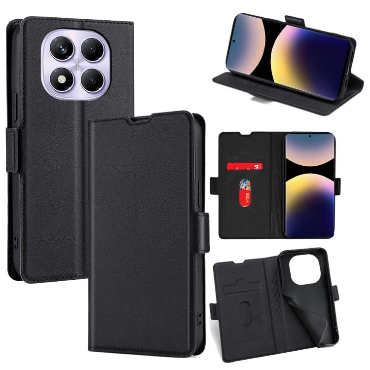 

For Redmi Note 14 Pro 4G Ultra-thin Voltage Side Buckle Horizontal Flip Leather Phone Case(Black)