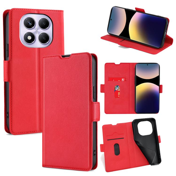 

For Redmi Note 14 Pro 4G Ultra-thin Voltage Side Buckle Horizontal Flip Leather Phone Case(Red)