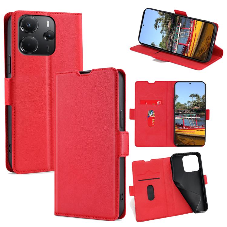 

For Redmi Note 14 4G 164.84mm Ultra-thin Voltage Side Buckle Horizontal Flip Leather Phone Case(Red)