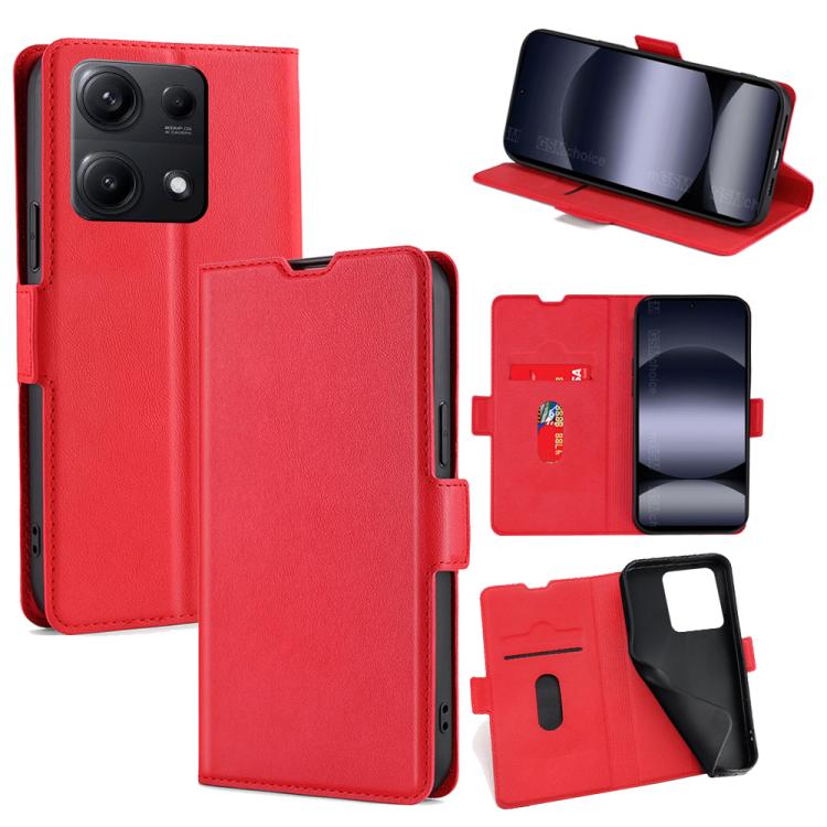 

For Redmi Note 14S 4G Ultra-thin Voltage Side Buckle Horizontal Flip Leather Phone Case(Red)