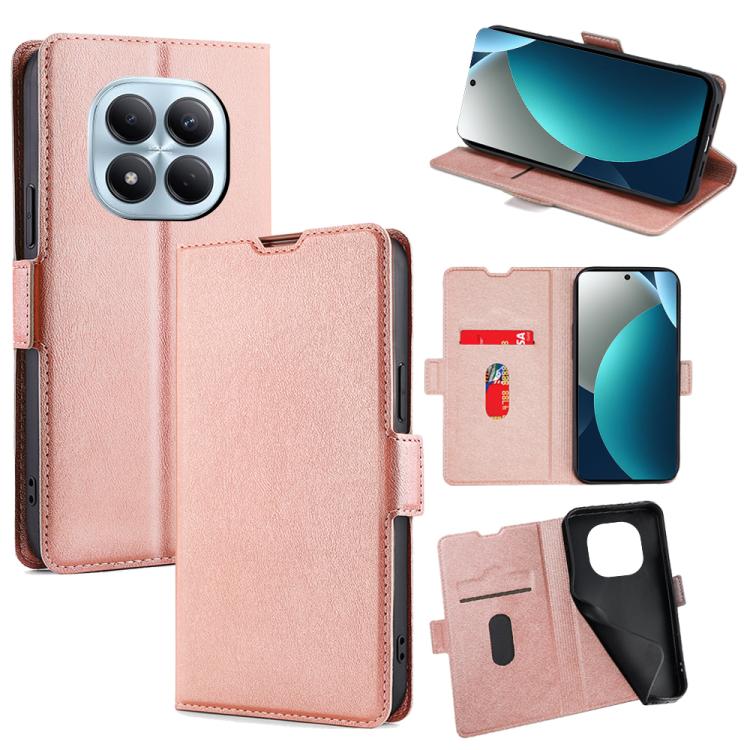 

For Redmi Note 15 Pro 4G Global 163.2mm Ultra-thin Voltage Side Buckle Horizontal Flip Leather Phone Case(Rose Gold)