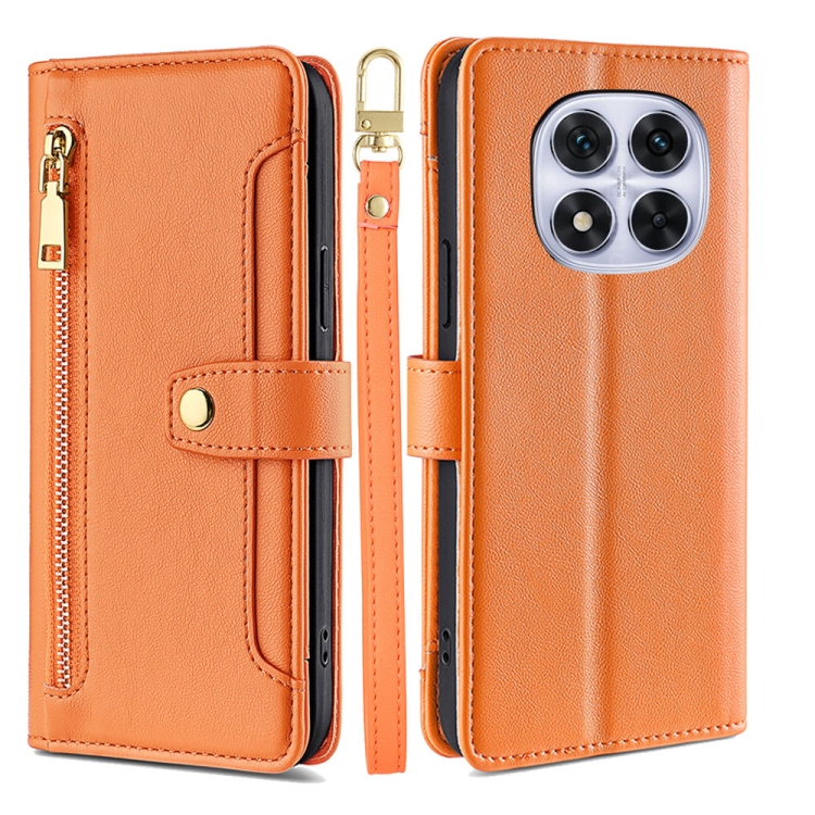 

For Redmi Note 14 Pro 5G Sheep Texture Cross-body Zipper Wallet Leather Phone Case(Orange)
