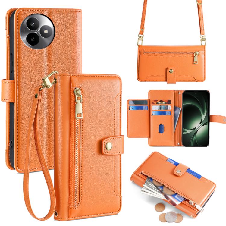 

For Redmi K80 Ultra Sheep Texture Cross-body Zipper Wallet Leather Phone Case(Orange)