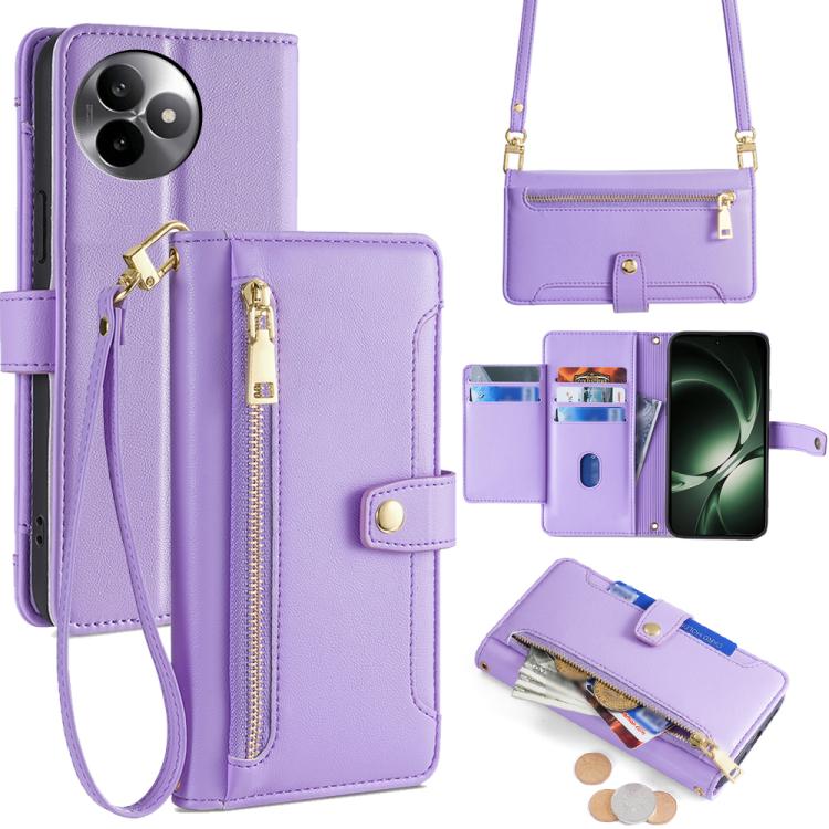 

For Redmi K80 Ultra Sheep Texture Cross-body Zipper Wallet Leather Phone Case(Purple)