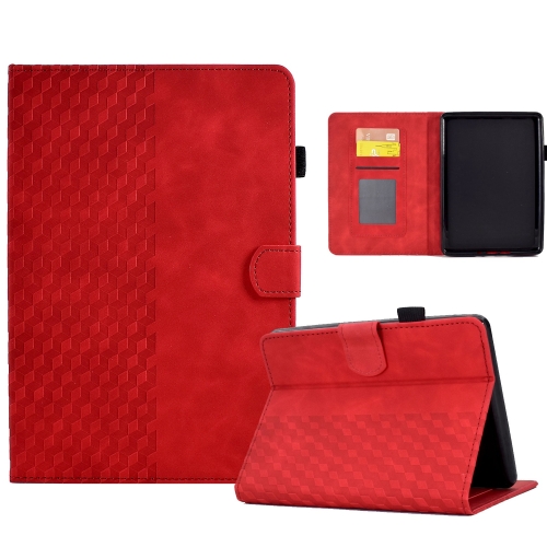 

For Amazon Kindle PaperWhite 12th Gen 2024 Rhombus Embossed Leather Smart Tablet Case(Red)