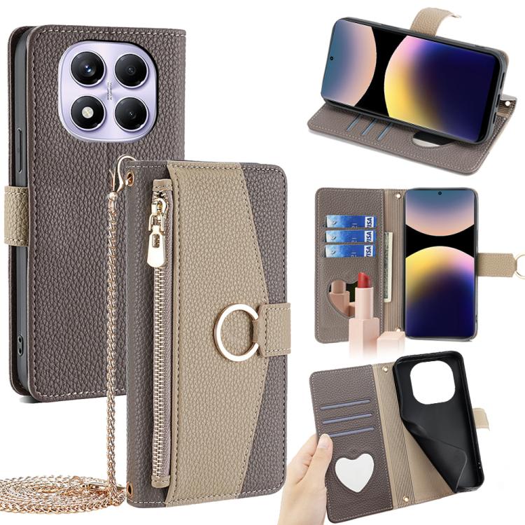 

For Redmi Note 14 Pro 4G Crossbody Litchi Texture Leather Phone Case(Grey)