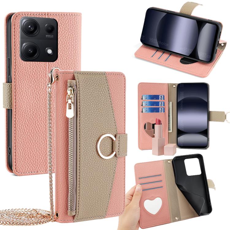 

For Redmi Note 14S 4G Crossbody Litchi Texture Leather Phone Case(Pink)
