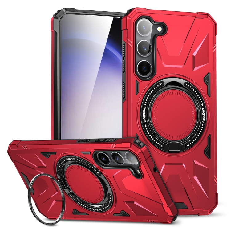 

For Samsung Galaxy S25+ 5G MagSafe Magnetic Shockproof Phone Case with Ring Holder(Red)