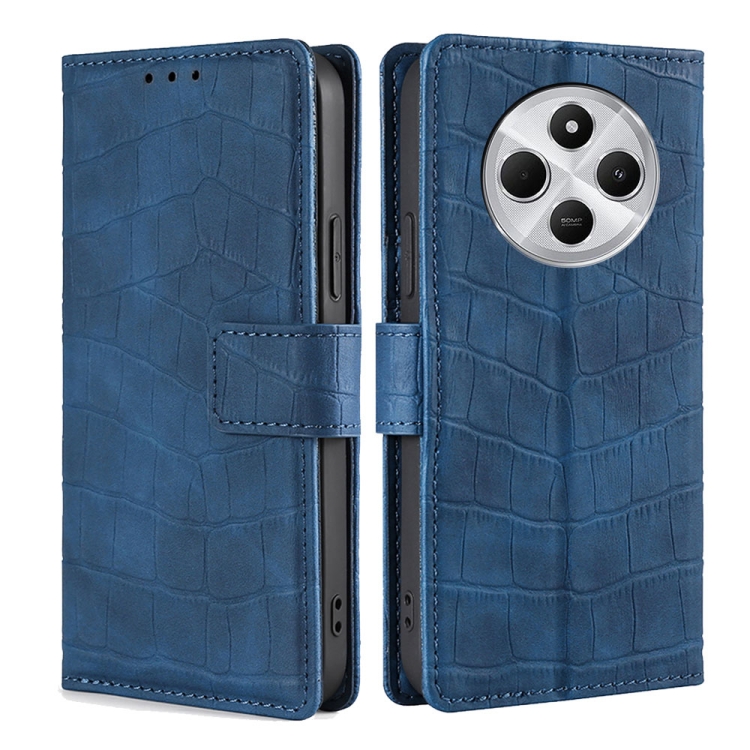 

For Redmi 14C 4G Skin Feel Crocodile Magnetic Clasp Leather Phone Case(Blue)