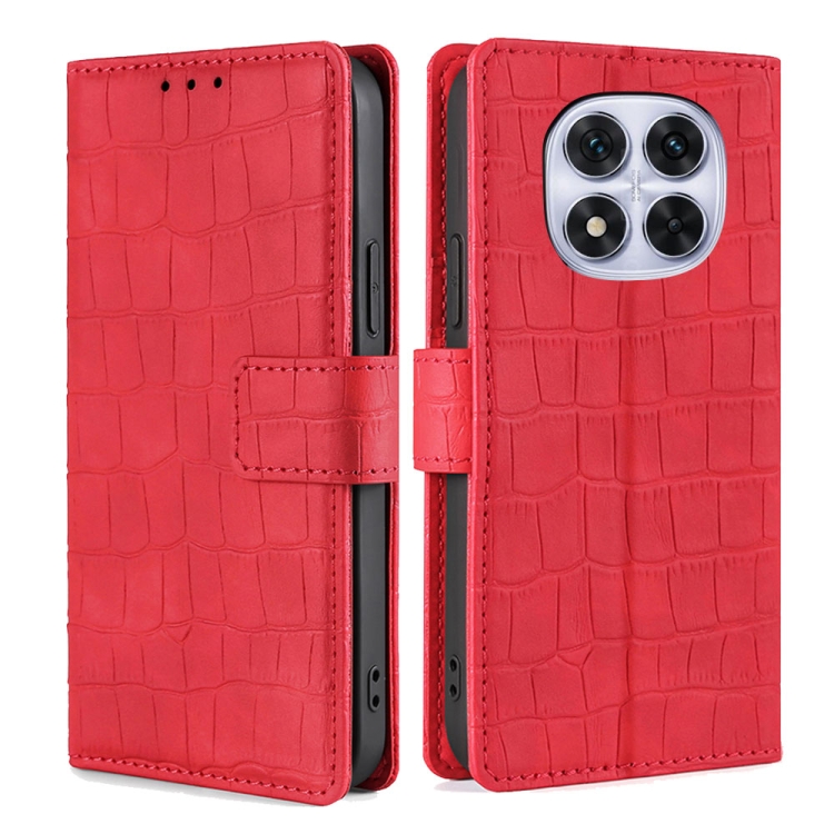 

For Redmi Note 14 Pro 5G Skin Feel Crocodile Magnetic Clasp Leather Phone Case(Red)