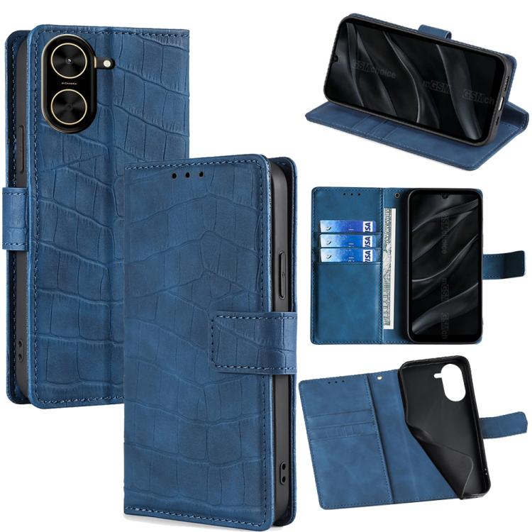 

For Redmi A5 4G 171.7mm Skin Feel Crocodile Magnetic Clasp Leather Phone Case(Blue)