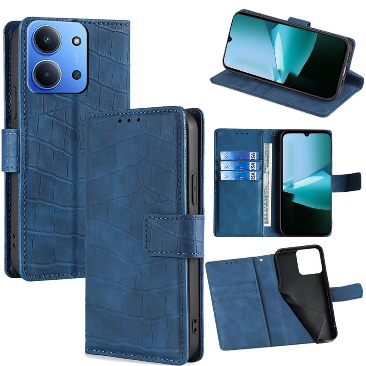 

For Redmi 15C 5G / 4G EU 173mm / Poco C85 5G Skin Feel Crocodile Magnetic Clasp Leather Phone Case(Blue)