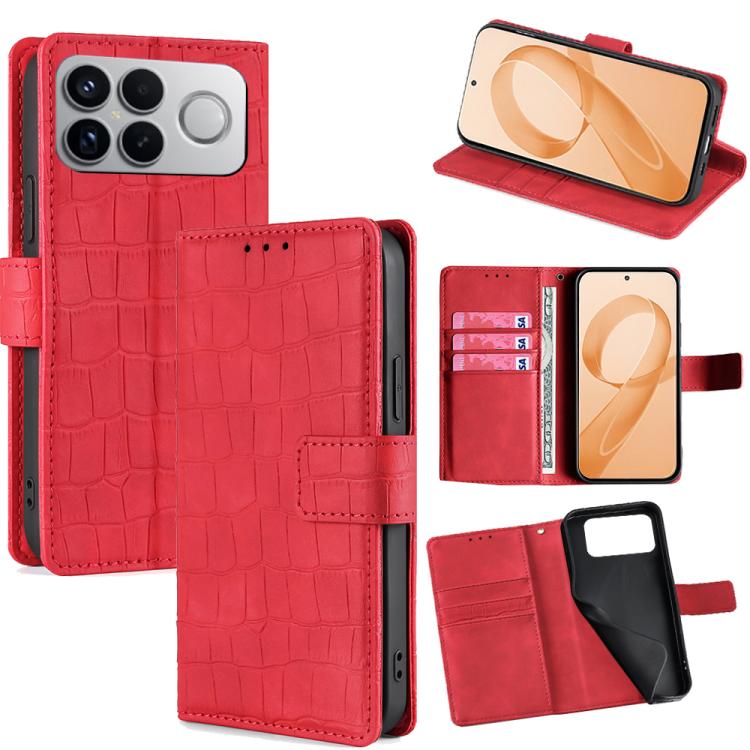 

For Redmi K90 Pro Max 5G Skin Feel Crocodile Magnetic Clasp Leather Phone Case(Red)
