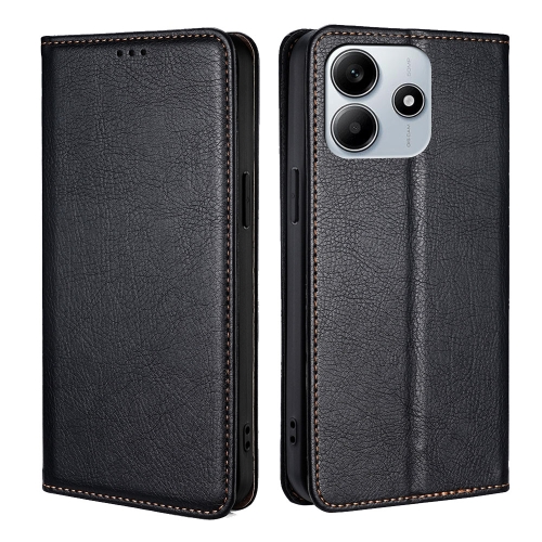 

For Redmi Note 14 5G Gloss Oil Solid Color Magnetic Leather Phone Case(Black)