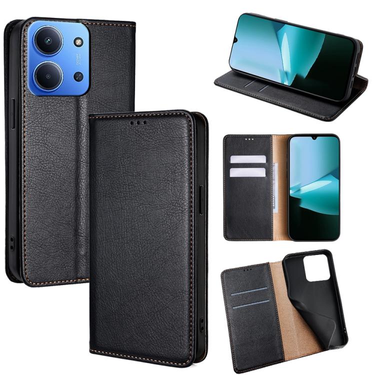 

For Redmi 15C 5G / 4G EU 173mm / Poco C85 5G Gloss Oil Solid Color Magnetic Leather Phone Case(Black)
