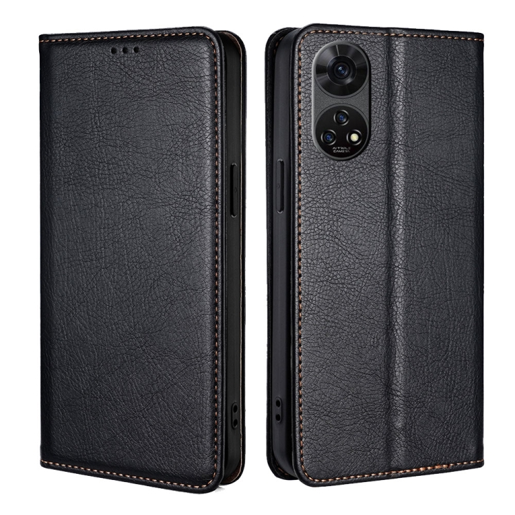 

For ZTE Anshin Family Gloss Oil Solid Color Magnetic Leather Phone Case(Black)
