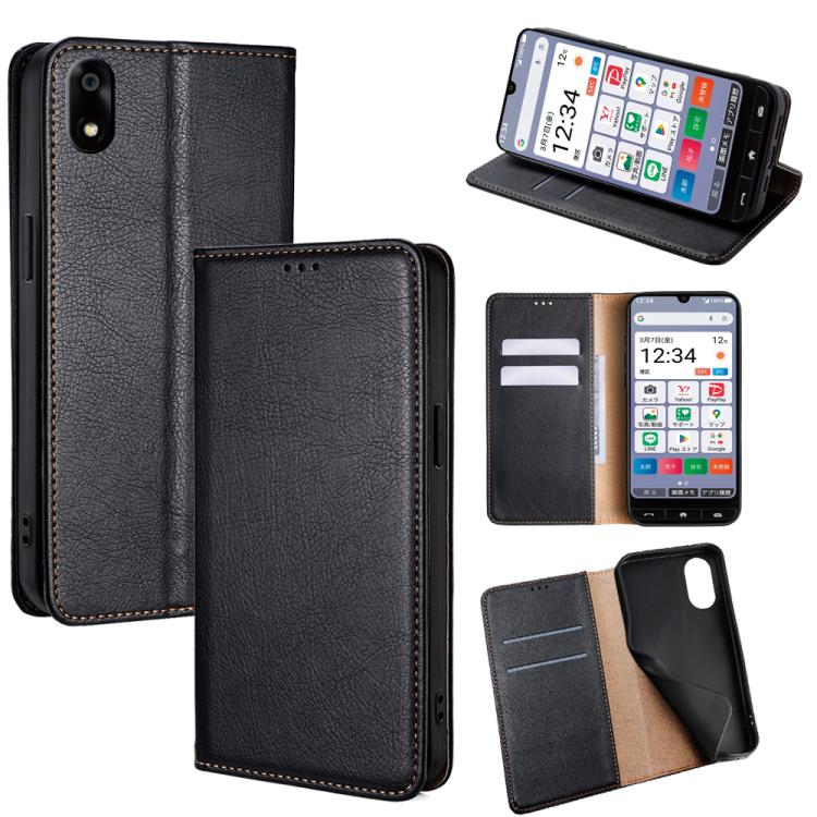 

For ZTE Kantan Sumaho 4 A402ZT Gloss Oil Solid Color Magnetic Leather Phone Case(Black)