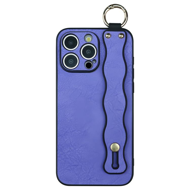 

For iPhone 16 Pro Max Wavy Wristband Bracket TPU Phone Case(Purple)