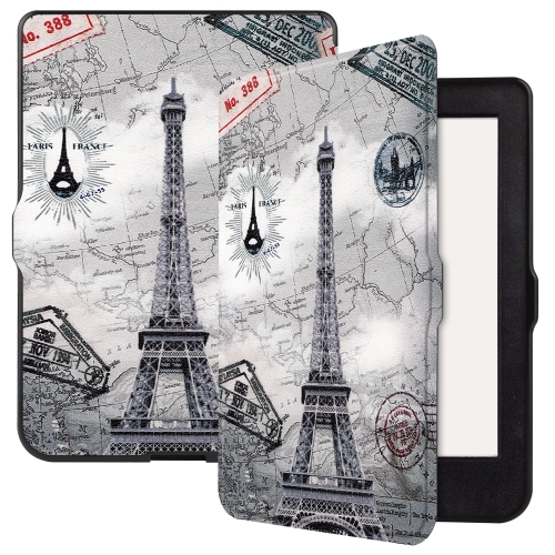 

For KOBO Nia 6 inch Colored Drawing Voltage Elastic Texture Horizontal Flip Leather Case(Eiffel Tower)