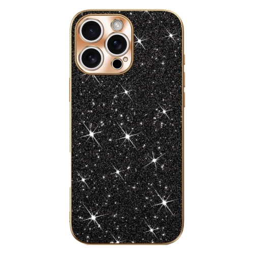 

For iPhone 16 Pro Electroplating Star Diamond CD Texture Lens Ring Phone Case(Black)