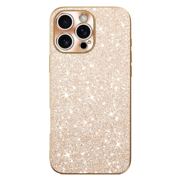 

For iPhone 16 Pro Electroplating Star Diamond CD Texture Lens Ring Phone Case(Gold)