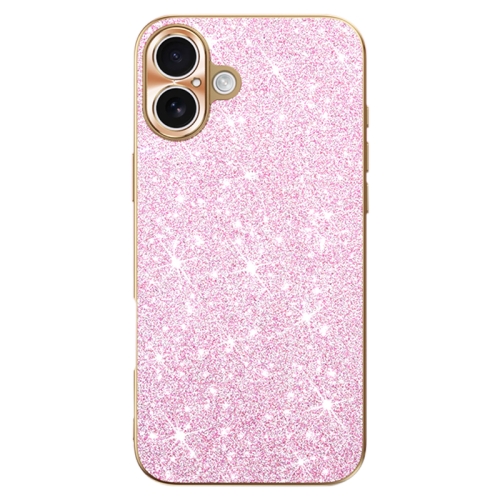 

For iPhone 16 Plus Electroplating Star Diamond CD Texture Lens Ring Phone Case(Pink)