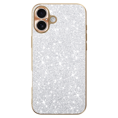 

For iPhone 16 Plus Electroplating Star Diamond CD Texture Lens Ring Phone Case(Silver)