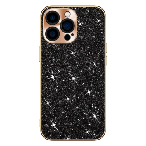 

For iPhone 15 Pro Electroplating Star Diamond CD Texture Lens Ring Phone Case(Black)