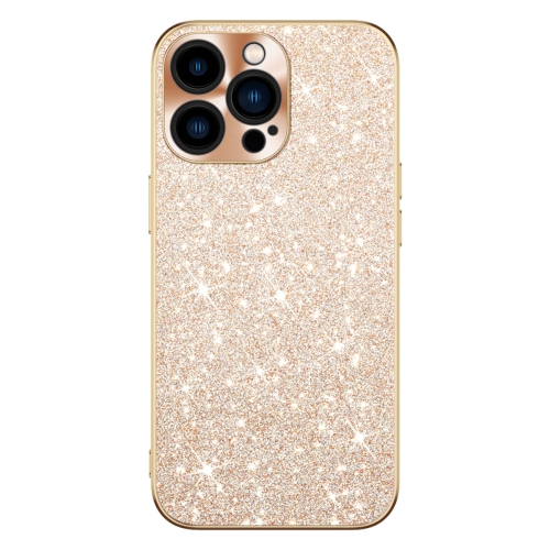 

For iPhone 15 Pro Electroplating Star Diamond CD Texture Lens Ring Phone Case(Gold)