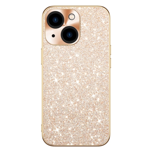 

For iPhone 15 Electroplating Star Diamond CD Texture Lens Ring Phone Case(Gold)