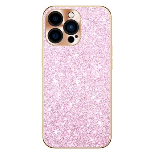 

For iPhone 14 Pro Electroplating Star Diamond CD Texture Lens Ring Phone Case(Pink)