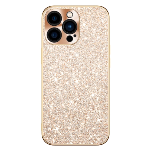 

For iPhone 14 Pro Electroplating Star Diamond CD Texture Lens Ring Phone Case(Gold)