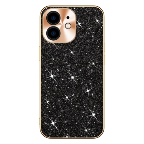 

For iPhone 12 Electroplating Star Diamond CD Texture Lens Ring Phone Case(Black)