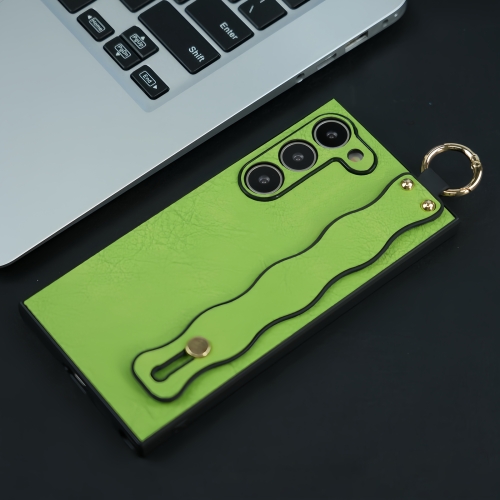 

For Samsung Galaxy S21 Ultra 5G Wavy Wristband Bracket TPU Phone Case(Green)