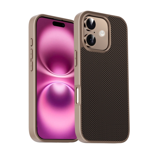 

For iPhone 16 Plus Pita Series TPU + PC Texture Phone Case(Gold)