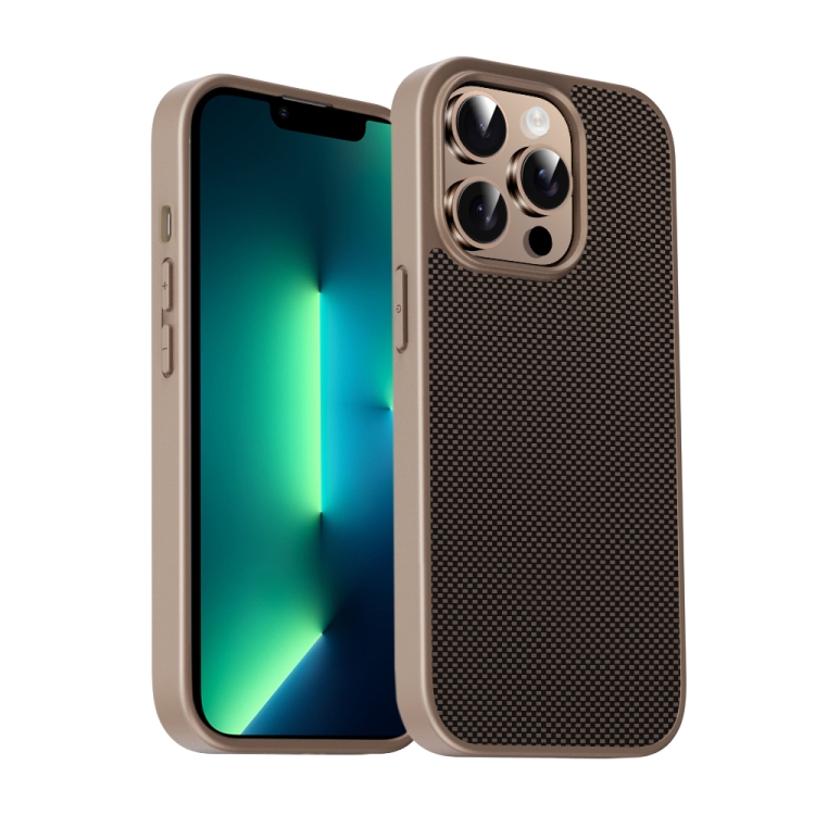 

For iPhone 13 Pro Max Pita Series TPU + PC Texture Phone Case(Gold)