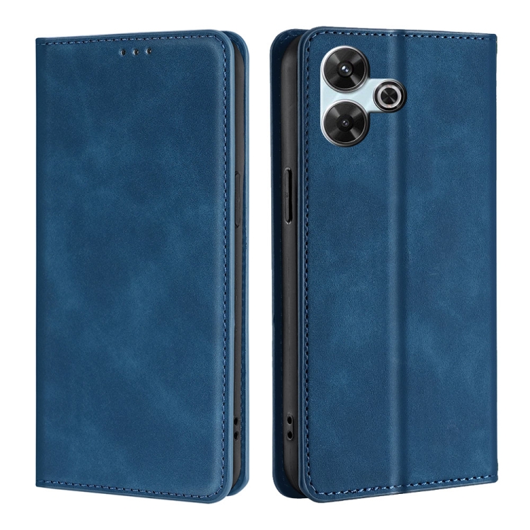 

For Redmi 13 4G Skin Feel Magnetic Leather Phone Case(Blue)