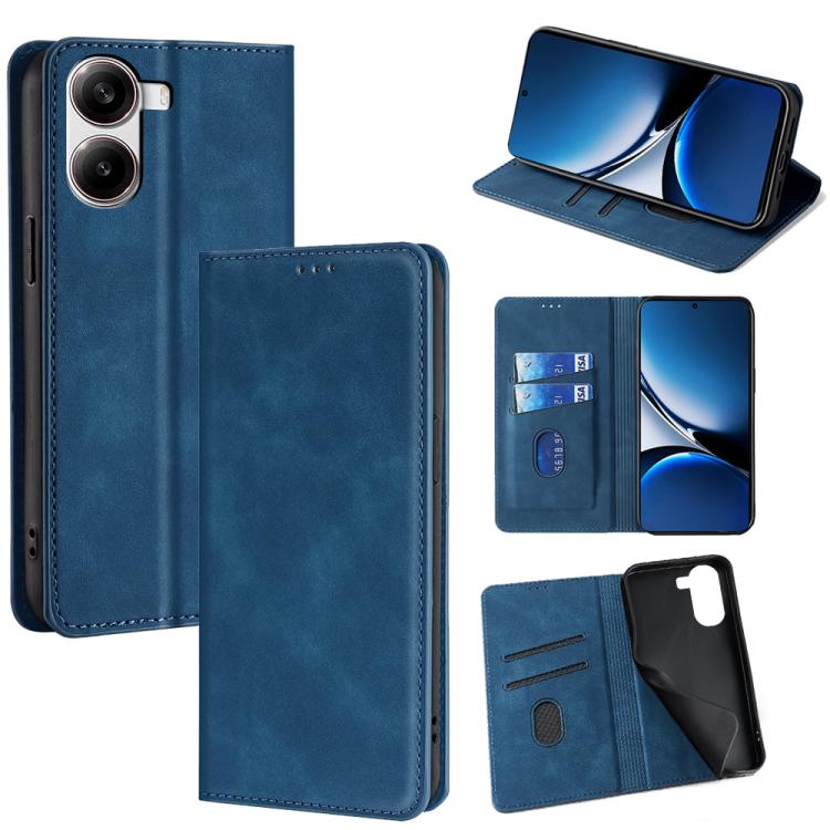 

For Redmi Turbo 4 Skin Feel Magnetic Leather Phone Case(Blue)