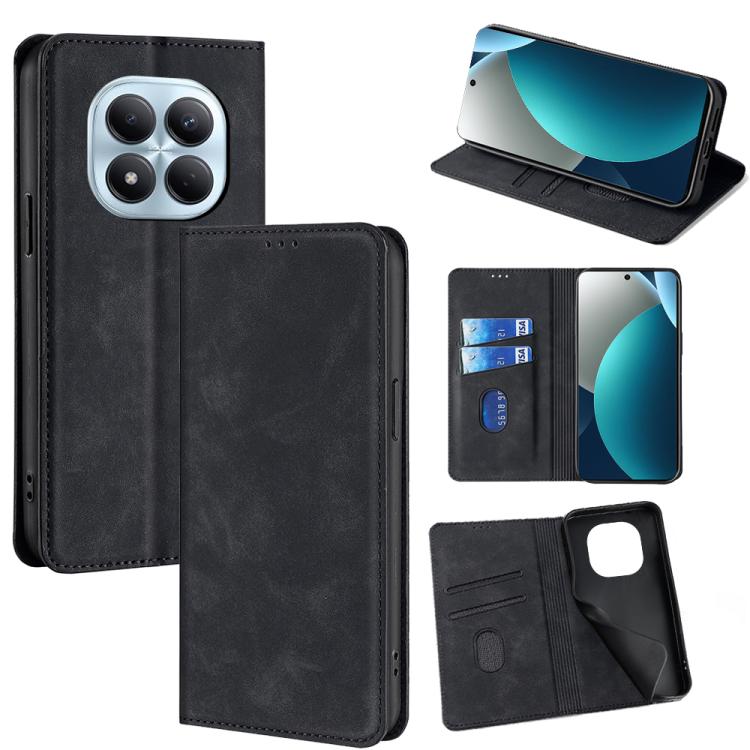 

For Redmi Note 15 Pro 4G Global 163.2mm Skin Feel Magnetic Leather Phone Case(Black)