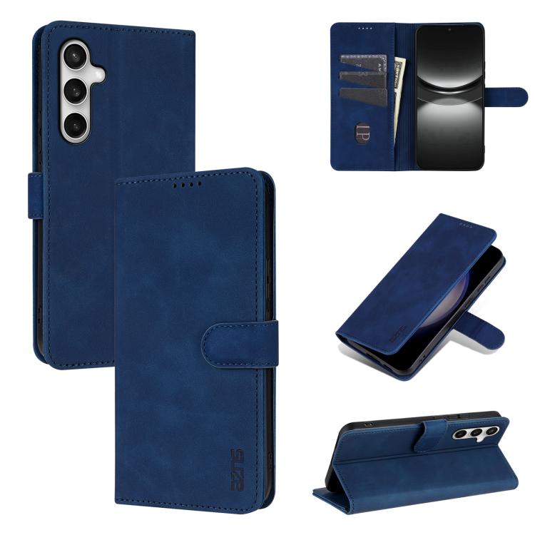 

For Samsung Galaxy S25 FE 5G AZNS Skin Feel Calf Texture Flip Leather Phone Case(Blue)