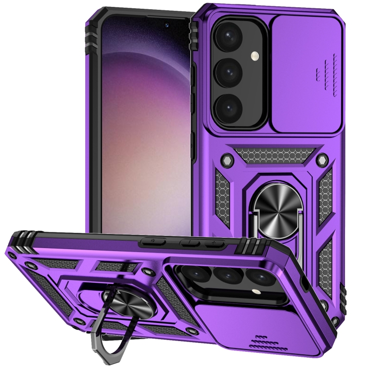 

For Samsung Galaxy S25 5G Sliding Camshield Holder Phone Case(Purple)