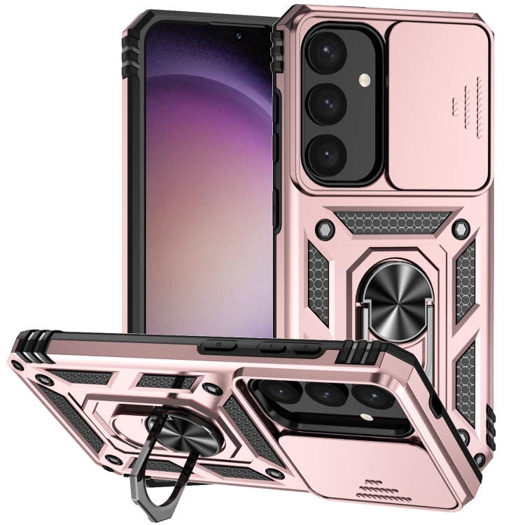

For Samsung Galaxy S25+ 5G Sliding Camshield Holder Phone Case(Rose Gold)