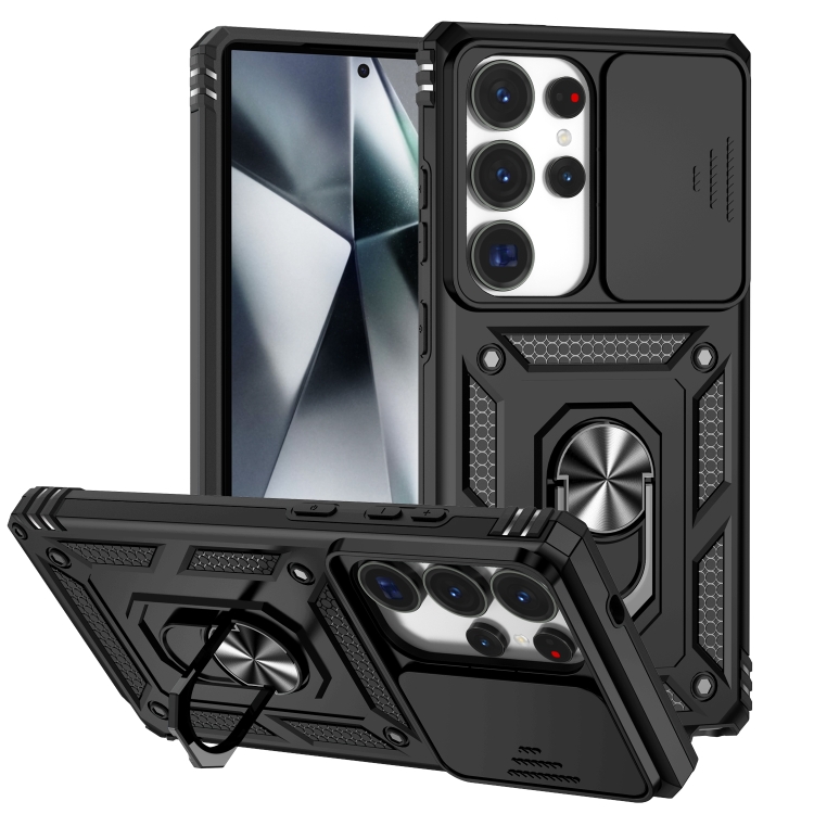 

For Samsung Galaxy S25 Ultra 5G Sliding Camshield Holder Phone Case(Black)