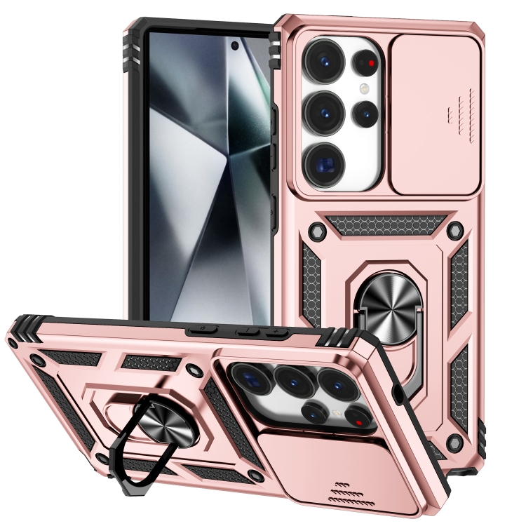 

For Samsung Galaxy S25 Ultra 5G Sliding Camshield Holder Phone Case(Rose Gold)