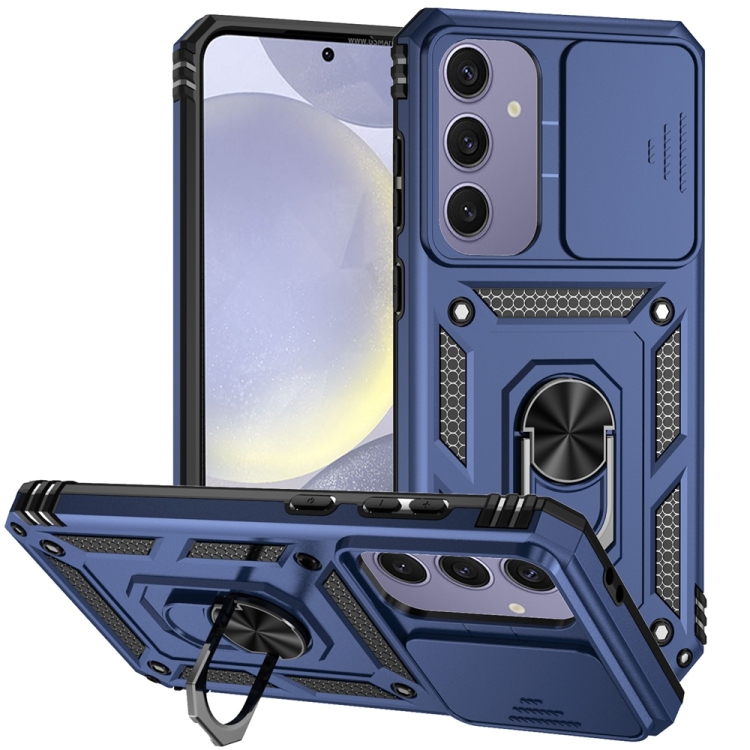 

For Samsung Galaxy S24 FE 5G Sliding Camshield Holder Phone Case(Blue)