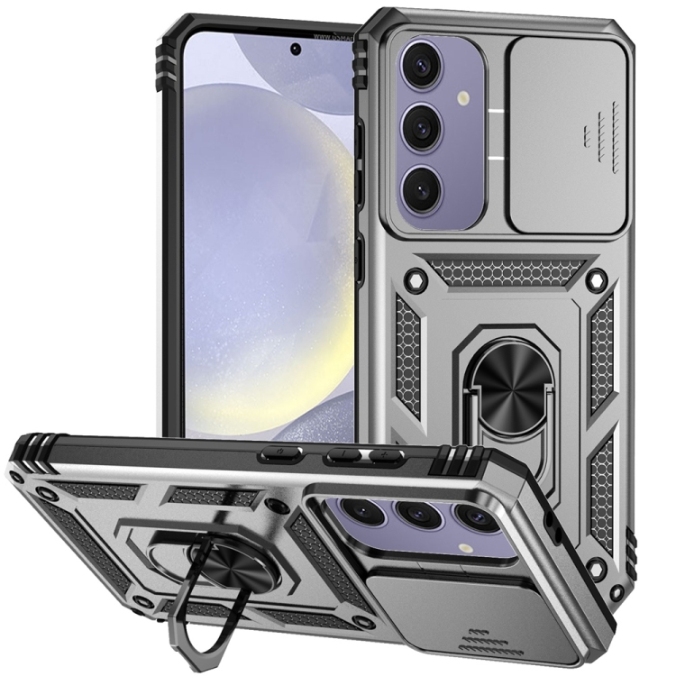 

For Samsung Galaxy S24 FE 5G Sliding Camshield Holder Phone Case(Silver)
