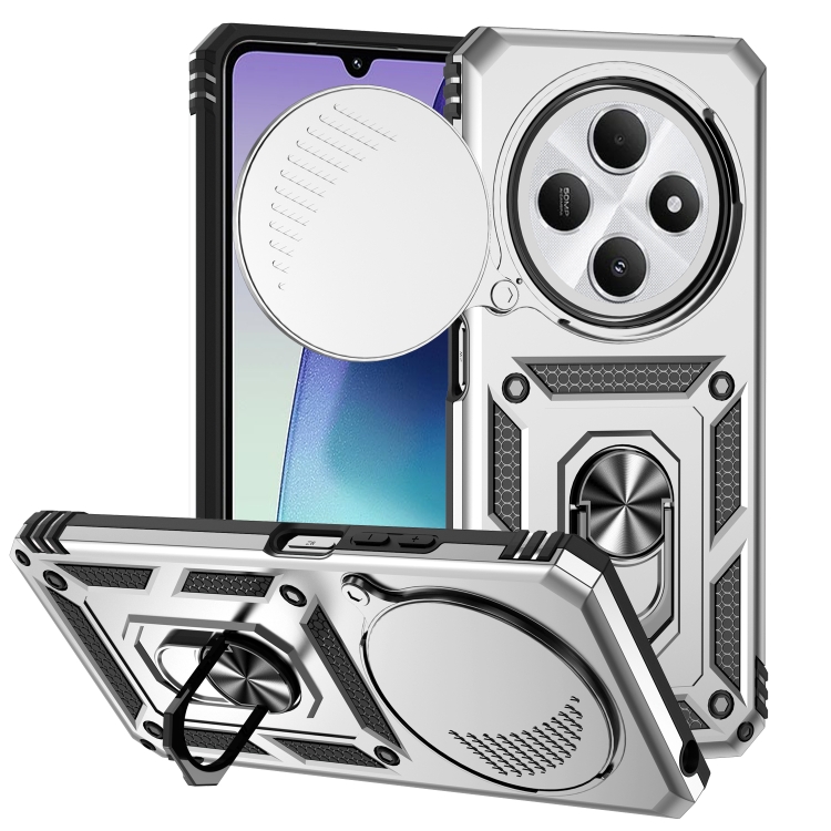 

For Redmi 14C 4G Sliding Camshield Holder Phone Case(Silver)