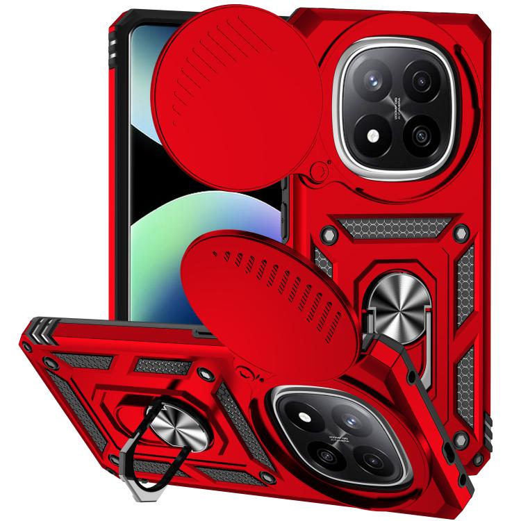 

For Redmi Note 14 Pro+ 5G Global Sliding Camshield Holder Phone Case(Red)